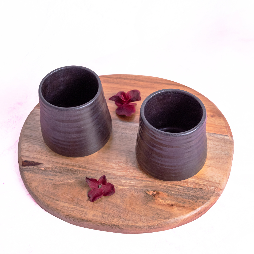 Noir Ripple Vase (Set of 2)