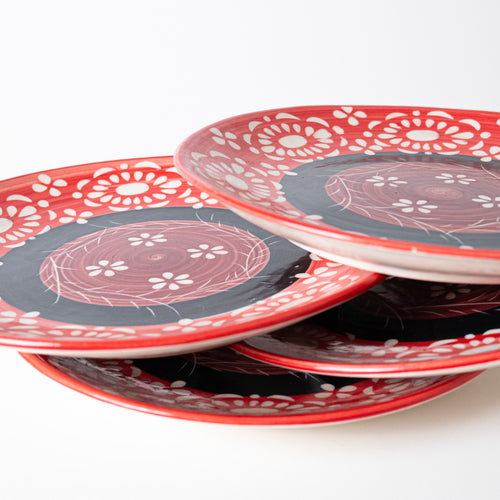 RED SWIRL PLATE - Kalakriti