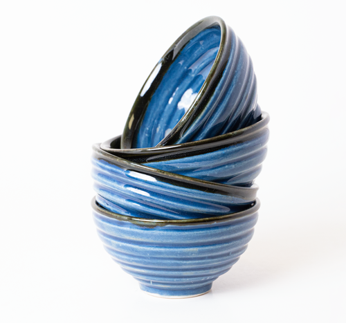COBALT LINEAR BOWL - Kalakriti