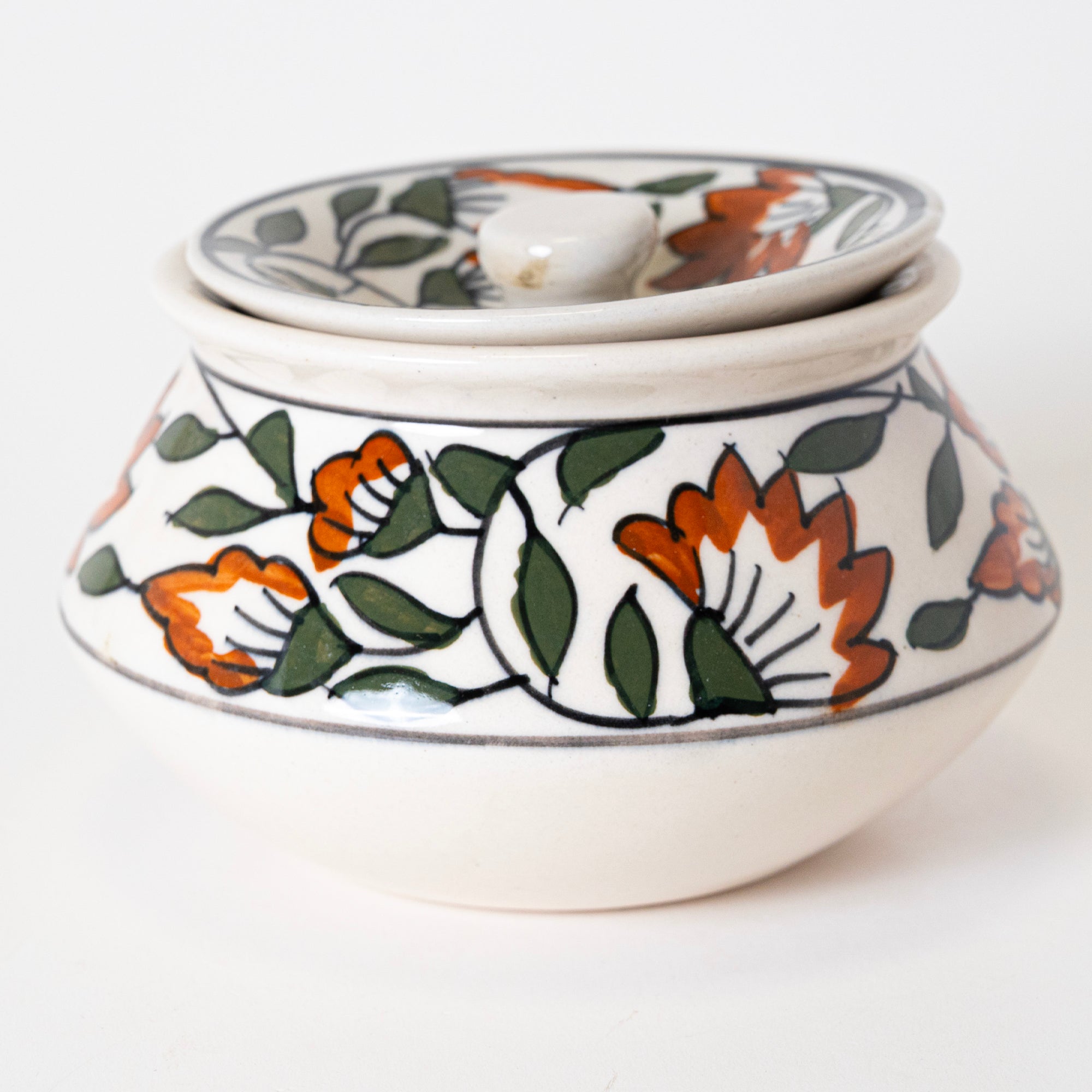 2 Portion Green Floral Handi