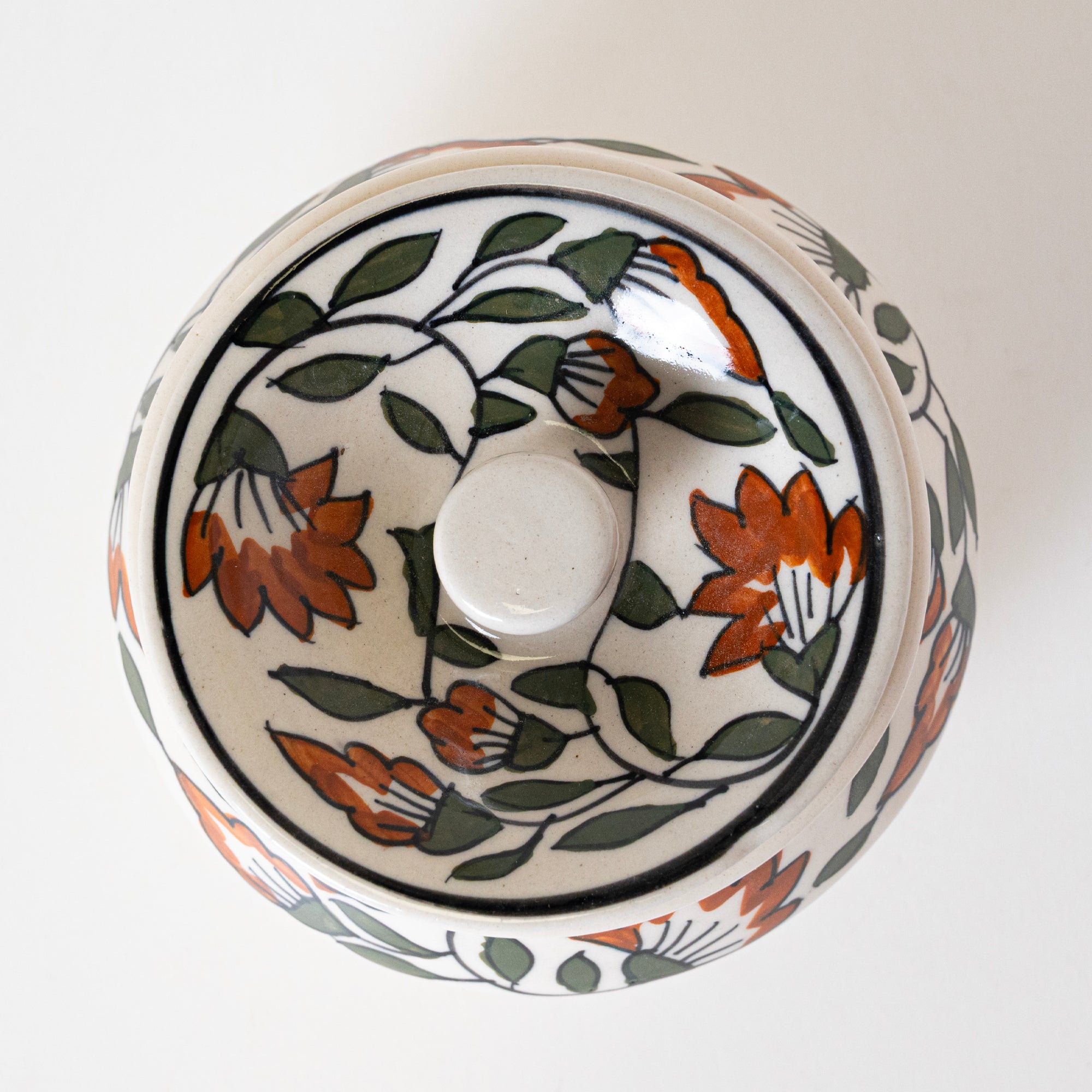 2 Portion Green Floral Handi