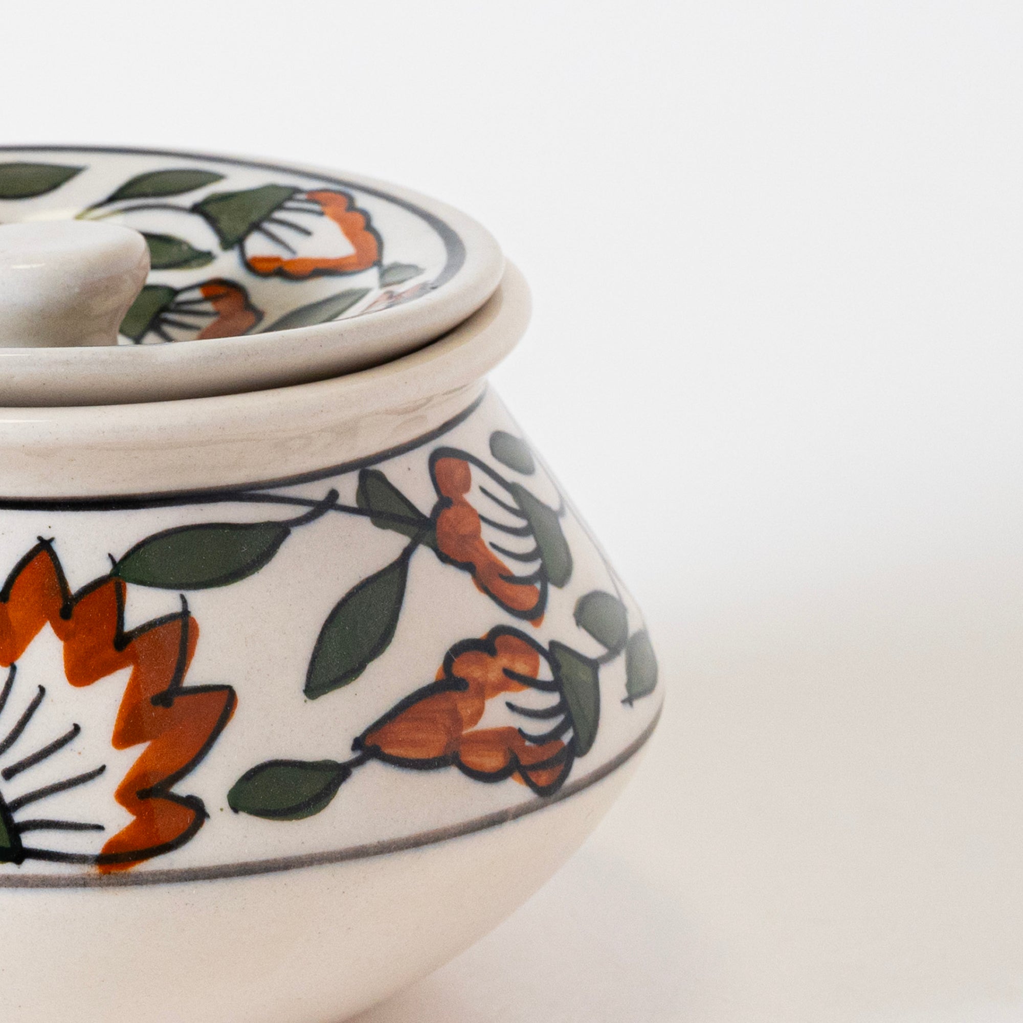 2 Portion Green Floral Handi