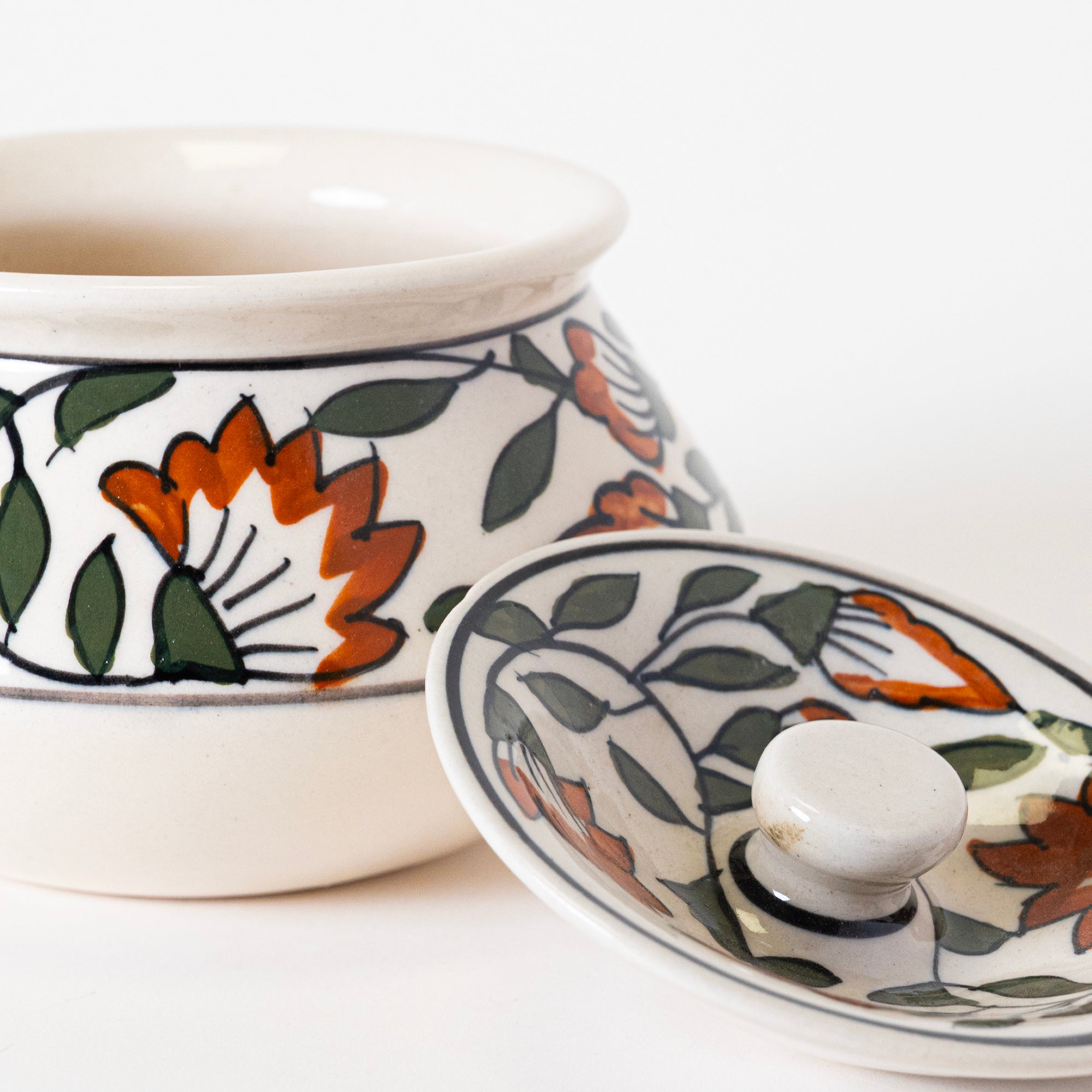 2 Portion Green Floral Handi