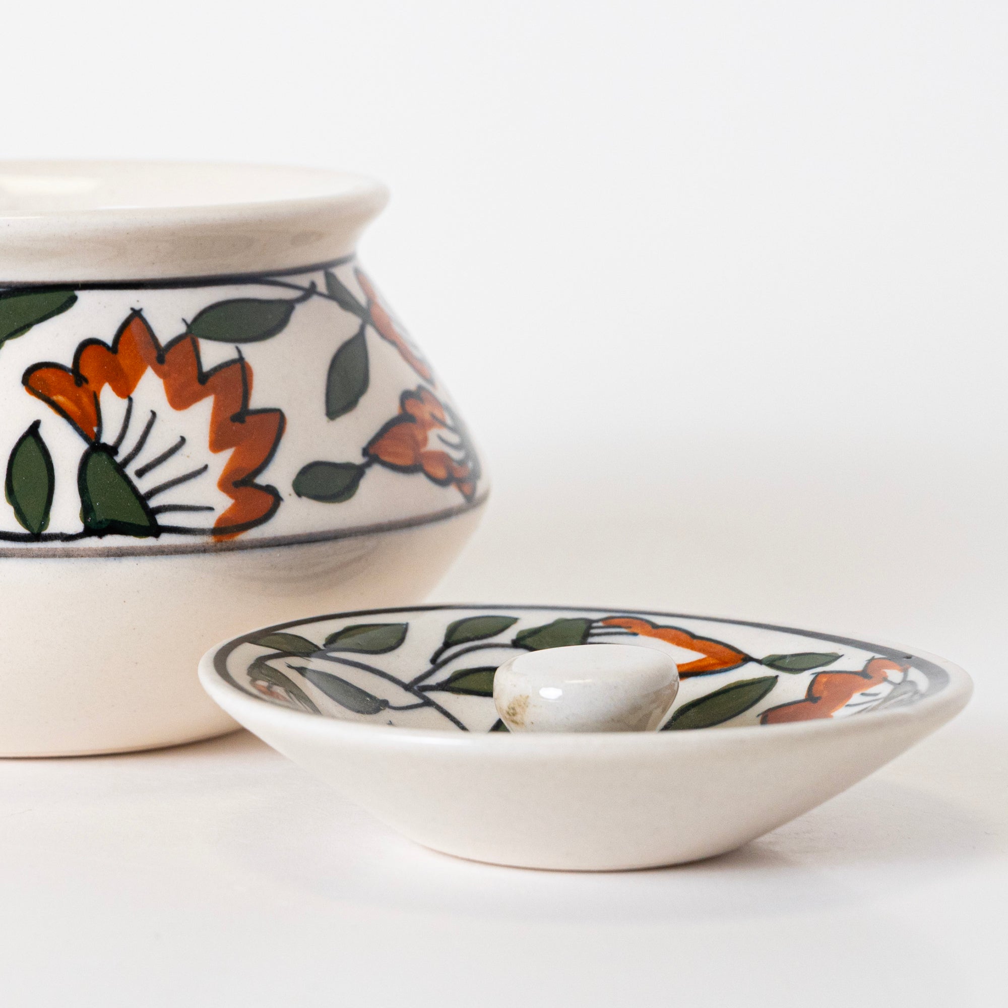 2 Portion Green Floral Handi