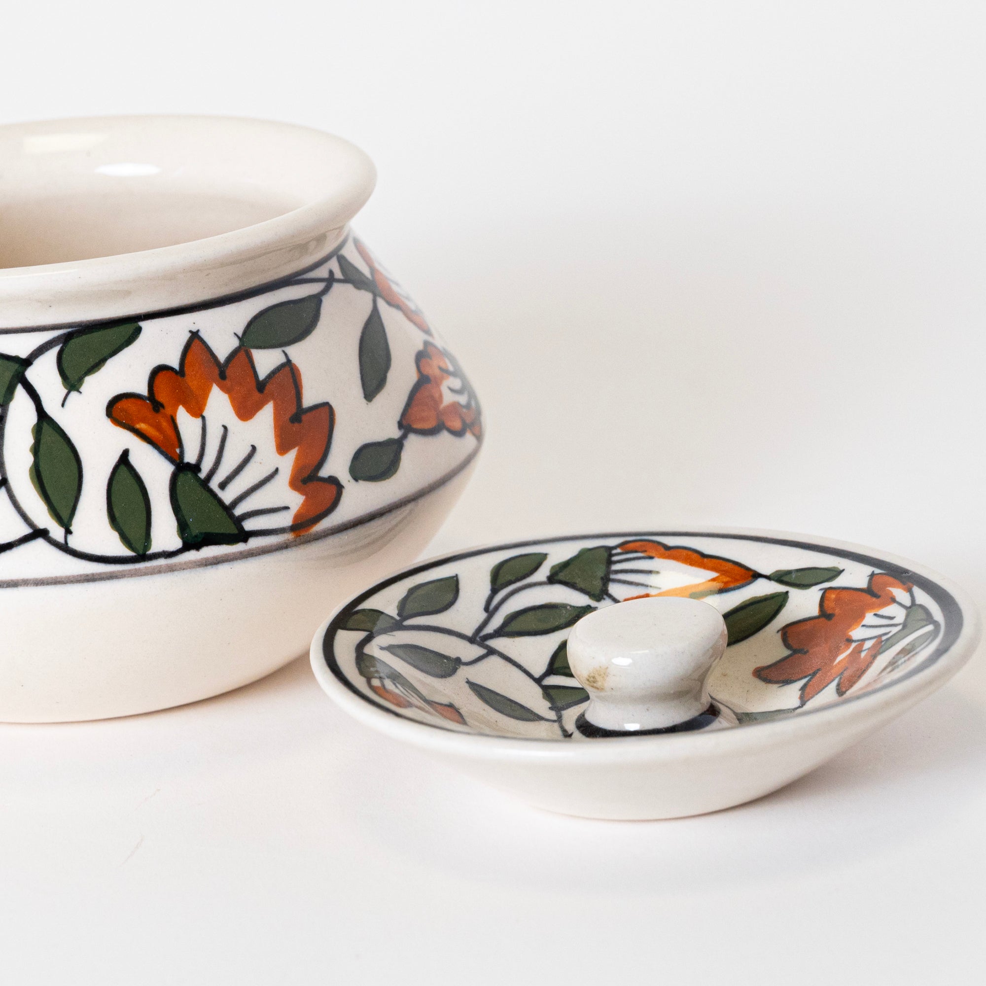 2 Portion Green Floral Handi